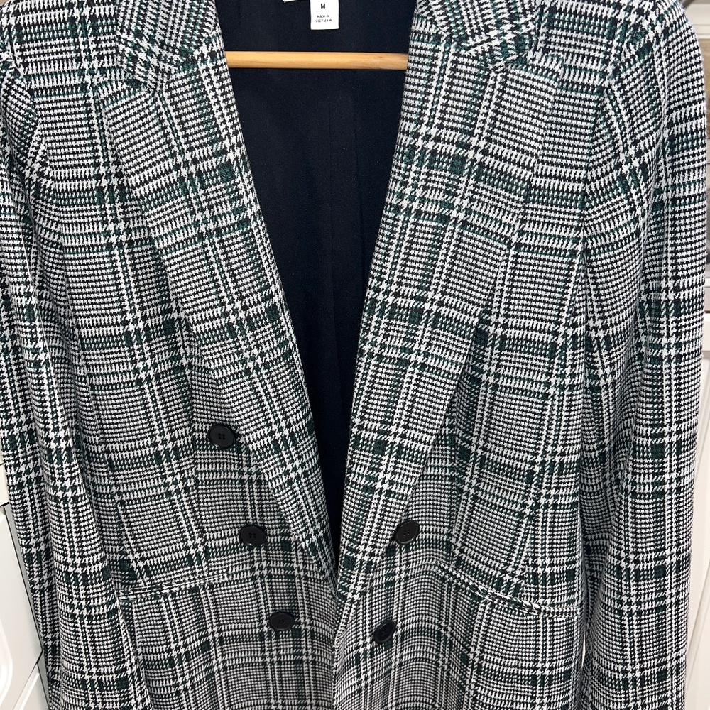 Bar III Double Breasted Plaid Blazer, Macys, Size Medium